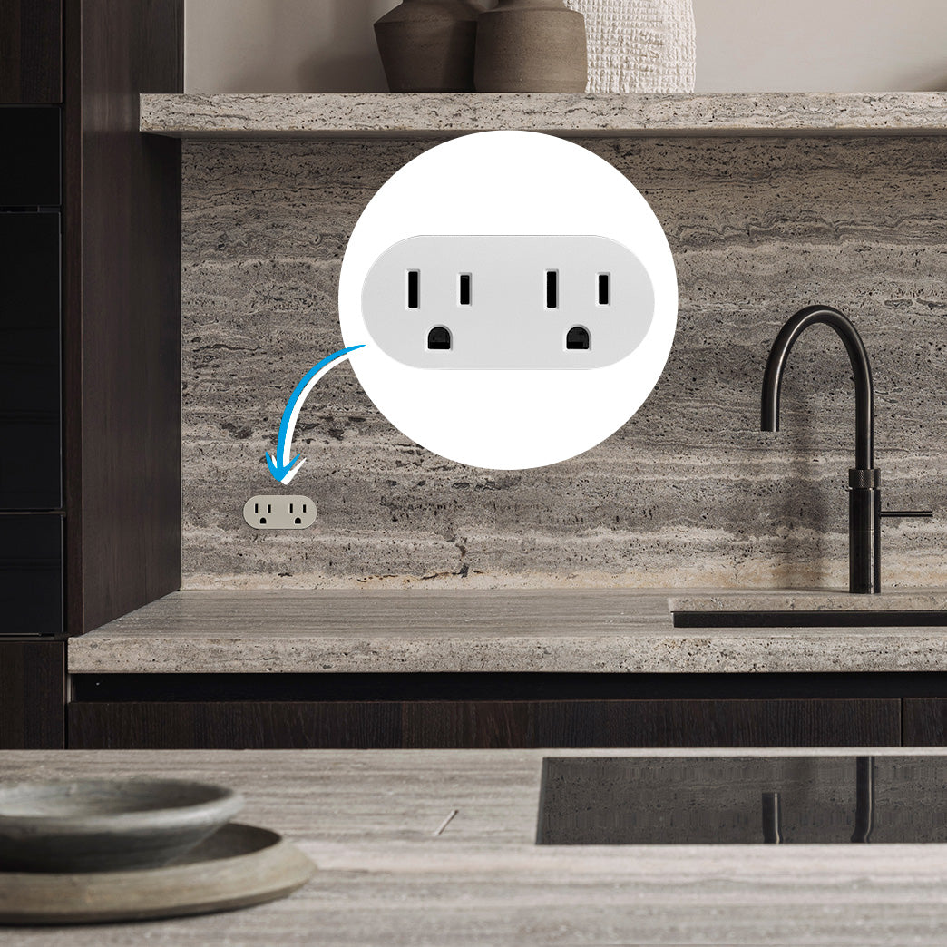 Discreet hardwired outlet for modern kitchen backsplashes