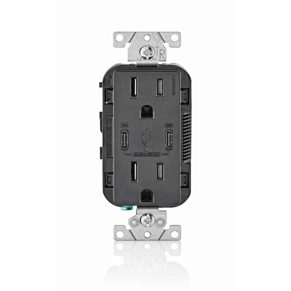 Leviton T5635-W 30W Dual USB-C with Power Delivery (PD)