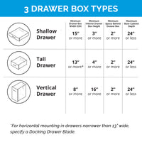 Thumbnail for 15 amp Blade Duo In drawer Outlet 3 drawer box types chart