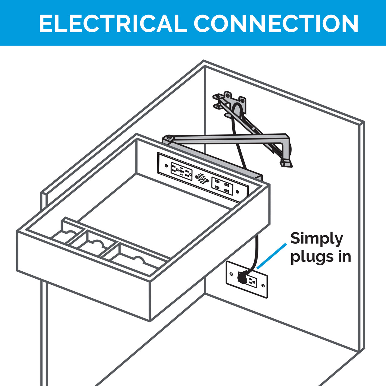 Preconfigured Charging Drawer for Frameless Cabinets – Docking Drawer