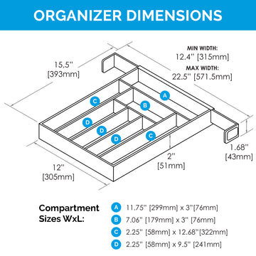 7-Compartment Expandable Drawer Organizer | Smart Design Kitchen