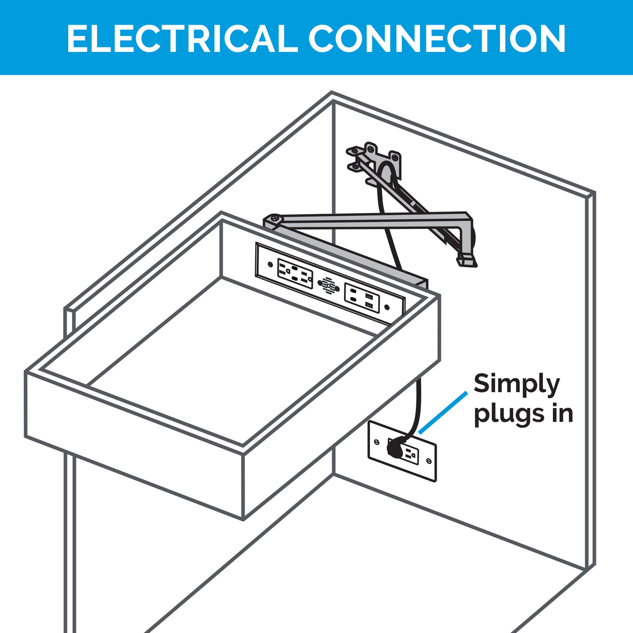 15 amp Blade In Drawer Outlet - Deep Cabinet