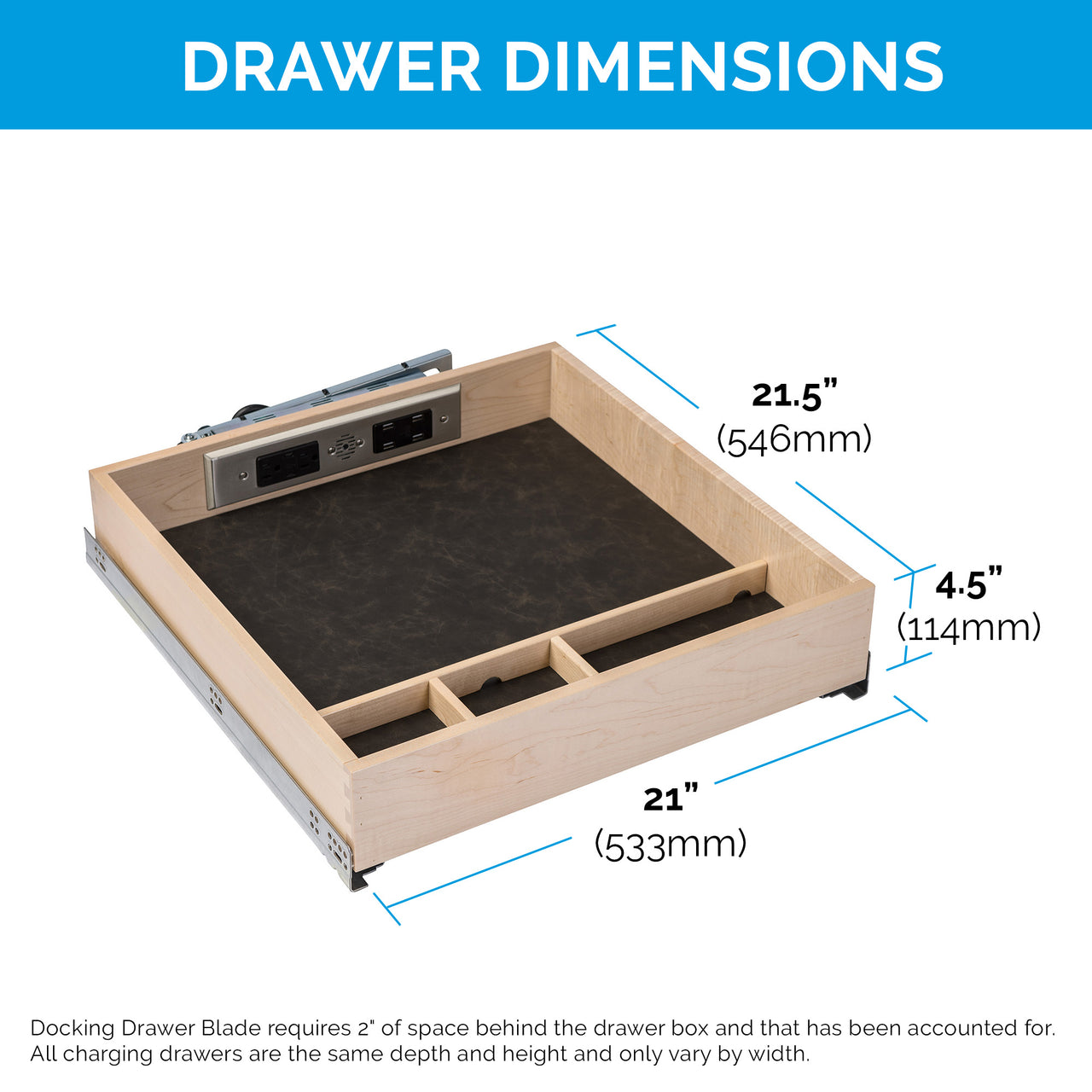 Preconfigured Charging Drawer for Framed Cabinets