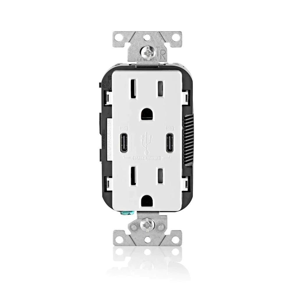 Leviton T5635-W 30W Dual USB-C with Power Delivery (PD)