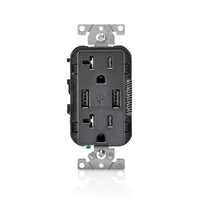 Thumbnail for Leviton T5832 Dual USB-A In-Wall Charger with 20 Amp Tamper-Resistant Outlet