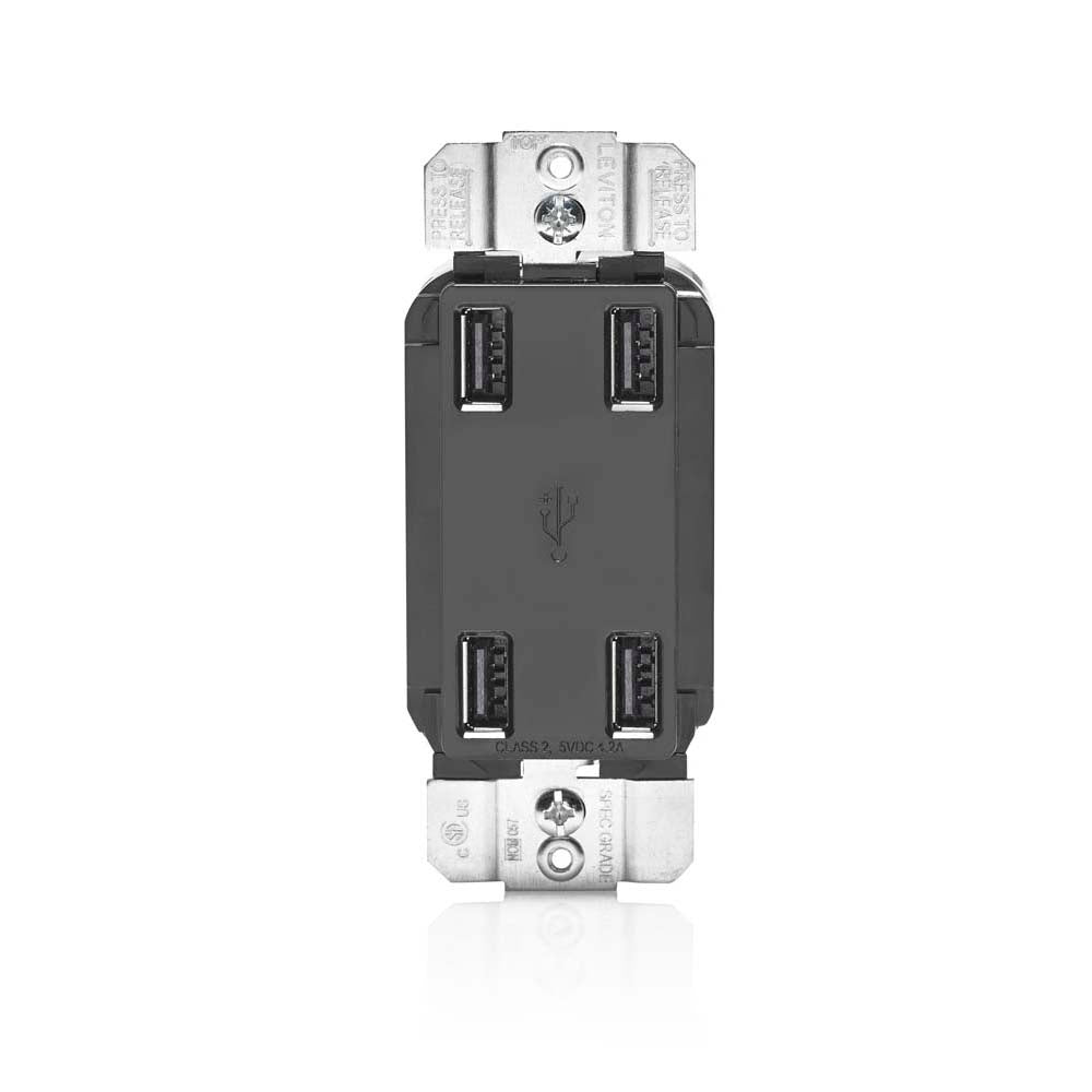 Leviton USB4P 4.2A 4-Port USB Type-A Wall Outlet Charger