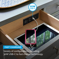 Thumbnail for 15 amp Blade In drawer Black Outlet 30W fast charging benefits.