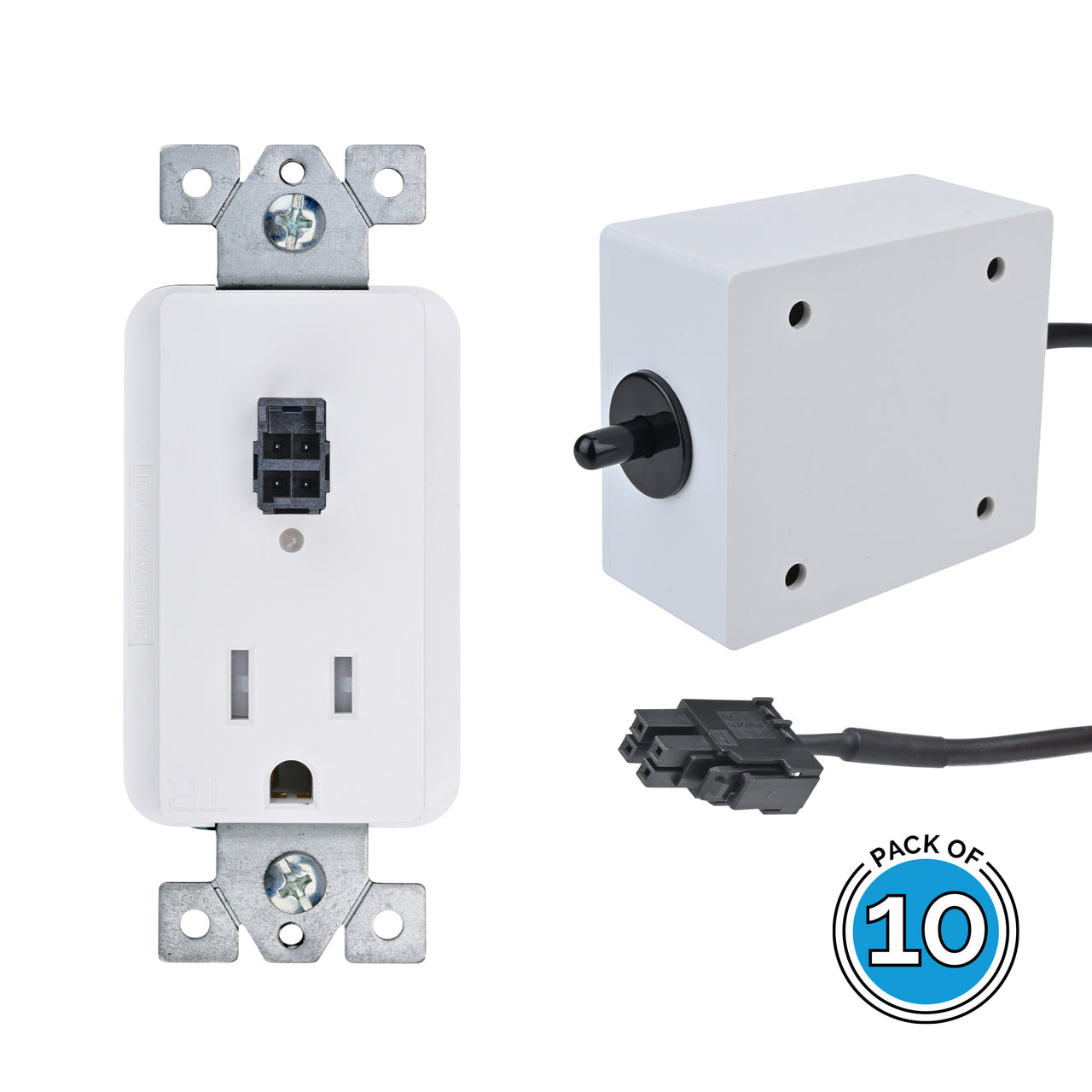 Power outlet light switch and electrical plug set Vector Image