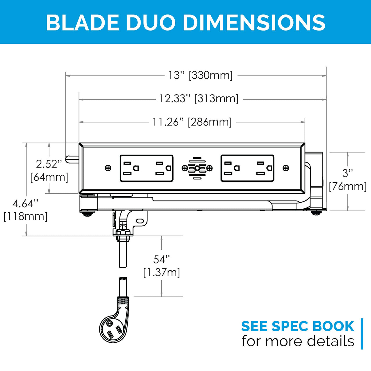 15 amp Blade Duo In Drawer Outlet